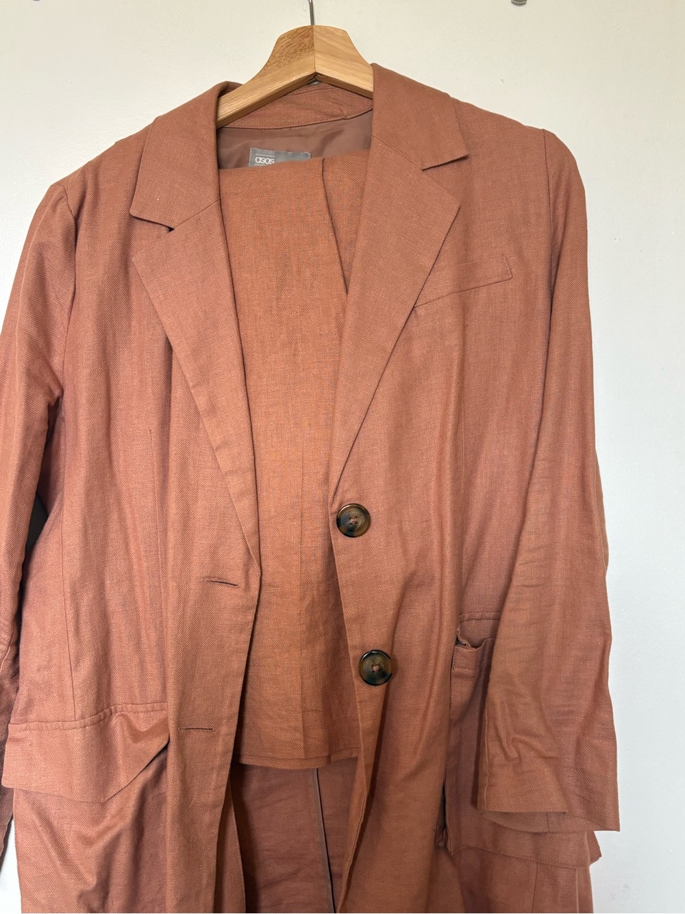 ASOS Women's Rust Orange Single-Breasted Blazer with culottes